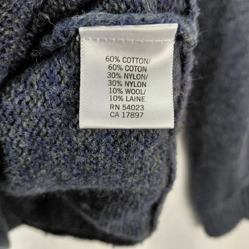 Banana Republic Sweater Mens Large Blue Shawl Collar Wool Blend Fisherman Toggle